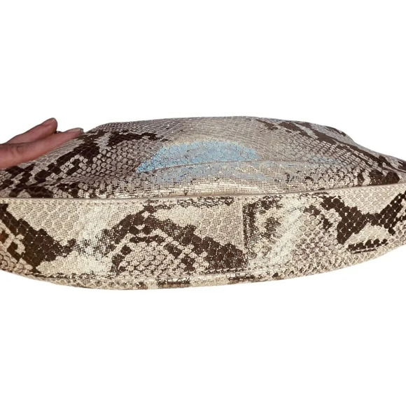 Donald J Pliner Couture Metallic Gold Snakeskin Baguette Shoulder Handbag - Picture 9 of 12